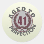 Fourty One and aged to Perfection Birthday Round Stickers