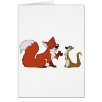 Fox and Weasel Talk Greeting Cards