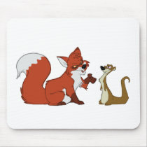 Fox and Weasel Talk Mouse Pad