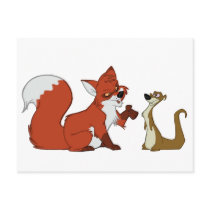 Fox and Weasel Talk Post Card