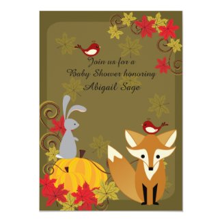 Fox and Woodland Animals Fall Baby Shower Invite