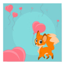 Fox cub with Balloon posters by jellybeancartoons Fox cub with Balloon posters