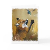 "Fox dances for Hummingbird" Card by JWBaker_Artist "Fox dances for Hummingbird" Card