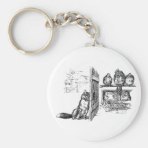 Fox Eavesdropping on Chickens Keychain