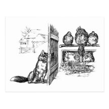 Fox Eavesdropping on Chickens Postcard