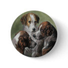 round_button - Great vintage painting of 3 handsome fox hound dogs in grouping.: Sizes 