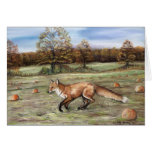 Fox in a Pumpkin Patch Art Greeting Card