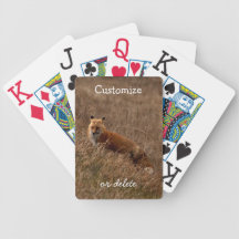 Fox in the Grass; Customizable Playing Cards