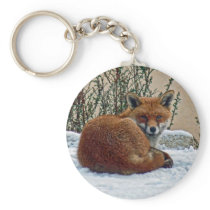 Fox in the snow key chain