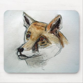 Fox in watercolor pencils mousepad