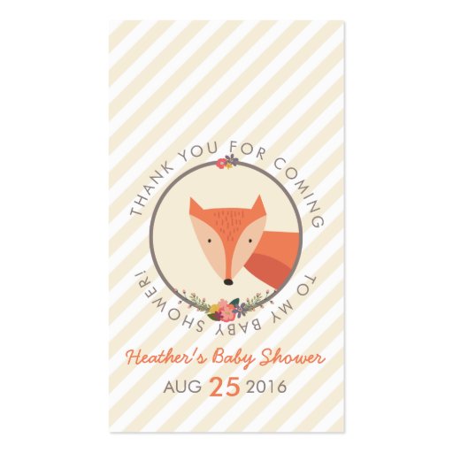 Fox Neutral Baby Shower Personalized Thank You Tag Business Card