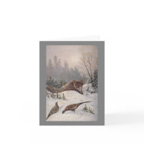 FOX & PHEASANTS ~ MUTED WINTER DAY ~ NOTE CARD by layooper FOX & PHEASANTS ~ MUTED WINTER DAY ~ NOTE CARD