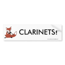 Fox Playing the Clarinet bumper stickers