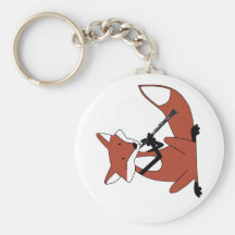 Fox Playing the Clarinet Key Chain