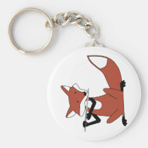 Fox Playing the Flute Keychains