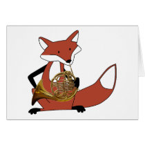 Fox Playing the French Horn Greeting Card
