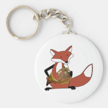 Fox Playing the French Horn Keychains