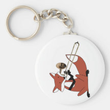 Fox Playing the Trombone Key Chain
