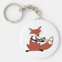 Fox Playing the Trumpet Key Chains