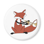 Fox Playing the Trumpet Fridge Magnet