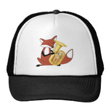 Fox que juega la tuba gorra