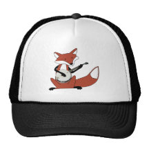 Fox que toca el banjo gorros bordados