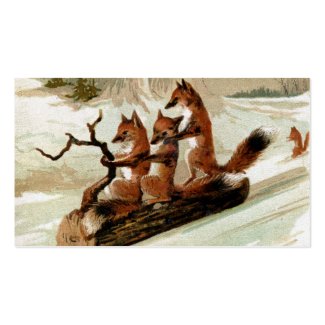 Fox Sleigh Ride Vintage Print Double-Sided Standard Business Cards (Pack Of 100)