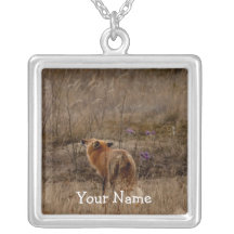 Fox Sniffing the Crocuses; Customizable Custom Jewelry