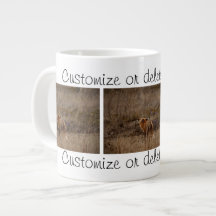 Fox Sniffing the Crocuses; Customizable Extra Large Mugs