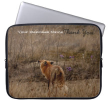 Fox Sniffing the Crocuses; Promotional Laptop Computer Sleeve