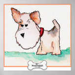Fox Terrier Watercolor with Name posters