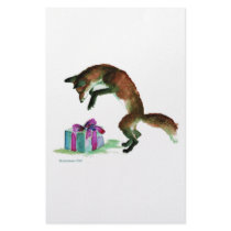 fox with present stationery