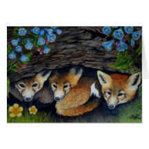 Foxes and blue bells greeting card
