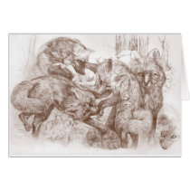 Foxes At Play Card by BlackBird_Graphics Foxes At Play Card