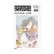 Foxglove Garden, Cottage and Handcart postage by pinkalmond Foxglove Garden, Cottage and Handcart postage