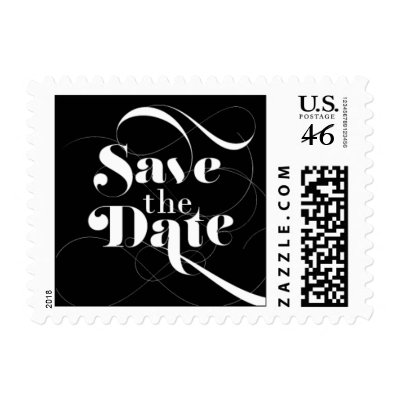 Foxy - Save the Date - Black Postage Stamp