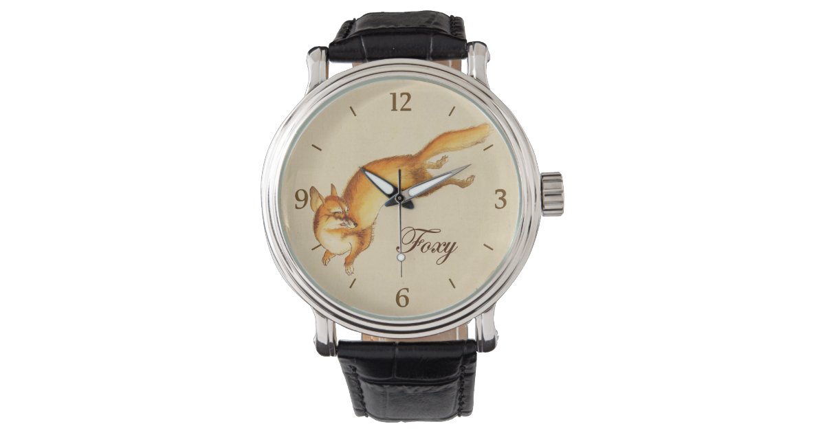 Foxy Vintage Japanese Sketch Of A Fox Watch Zazzle 9319