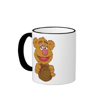Fozzie Bear Holding Disney mugs