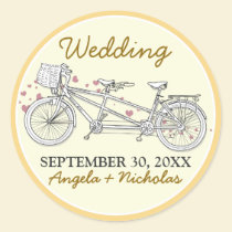 {FP} Tandem Bicycle Wedding Invite Seal (yellow) stickers