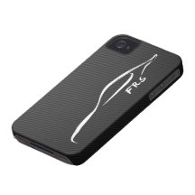 FR-S White Brushstroke on Faux Carbon FIber iPhone 4 Cases