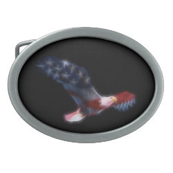Fractal American Flag Bald Eagle Belt Buckle