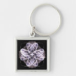 Fractal Art Flower with Button Center Keychains