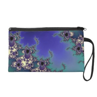 Fractal Art in Blues and Greens Evening Bag Wristlet Clutches