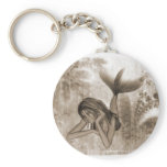 Fractal Background 3D Mermaid Brown Key Chain