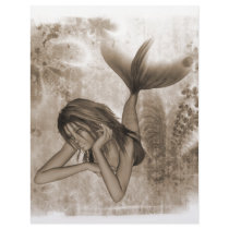 Fractal Background 3D Mermaid Brown Personalized Letterhead