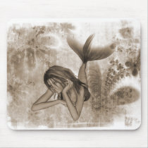 Fractal Background 3D Mermaid Brown Mouse Pads