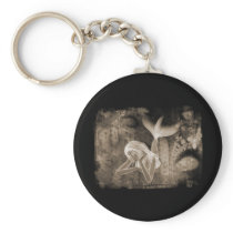Fractal Background 3D Mermaid Brown Negative Keychains