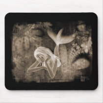 Fractal Background 3D Mermaid Brown Negative Mouse Pad