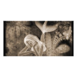 Fractal Background 3D Mermaid Brown Negative Custom Photo Card