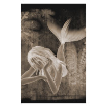 Fractal Background 3D Mermaid Brown Negative Stationery Design